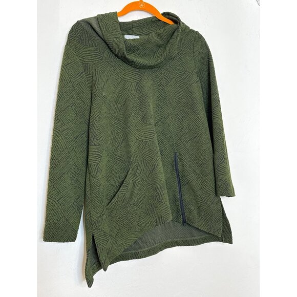 Habitat Cowl Neck Sweater Knit One Pocket Zipper Hem Detail Tunic Green Small - Picture 4 of 8